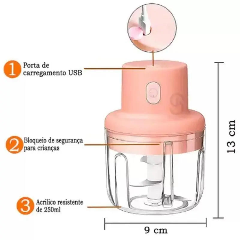 Mini Processador De Alimentos Automatico 250ML Recarregável